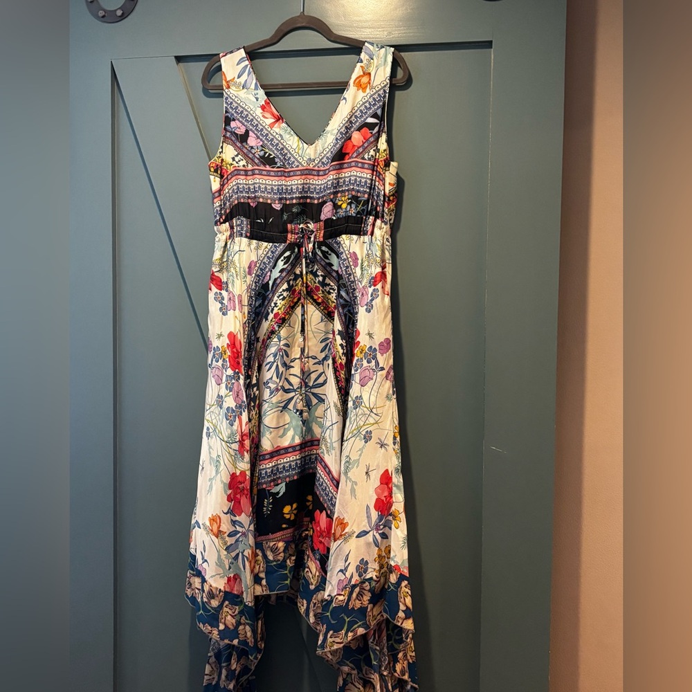 Johnny Was Silk Maxi Dress with handkerchief hem
